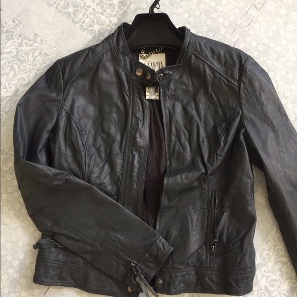 BB Dakota Jackets & Blazers - B.B. Dakota Dark Gray Leather Moto Jacket